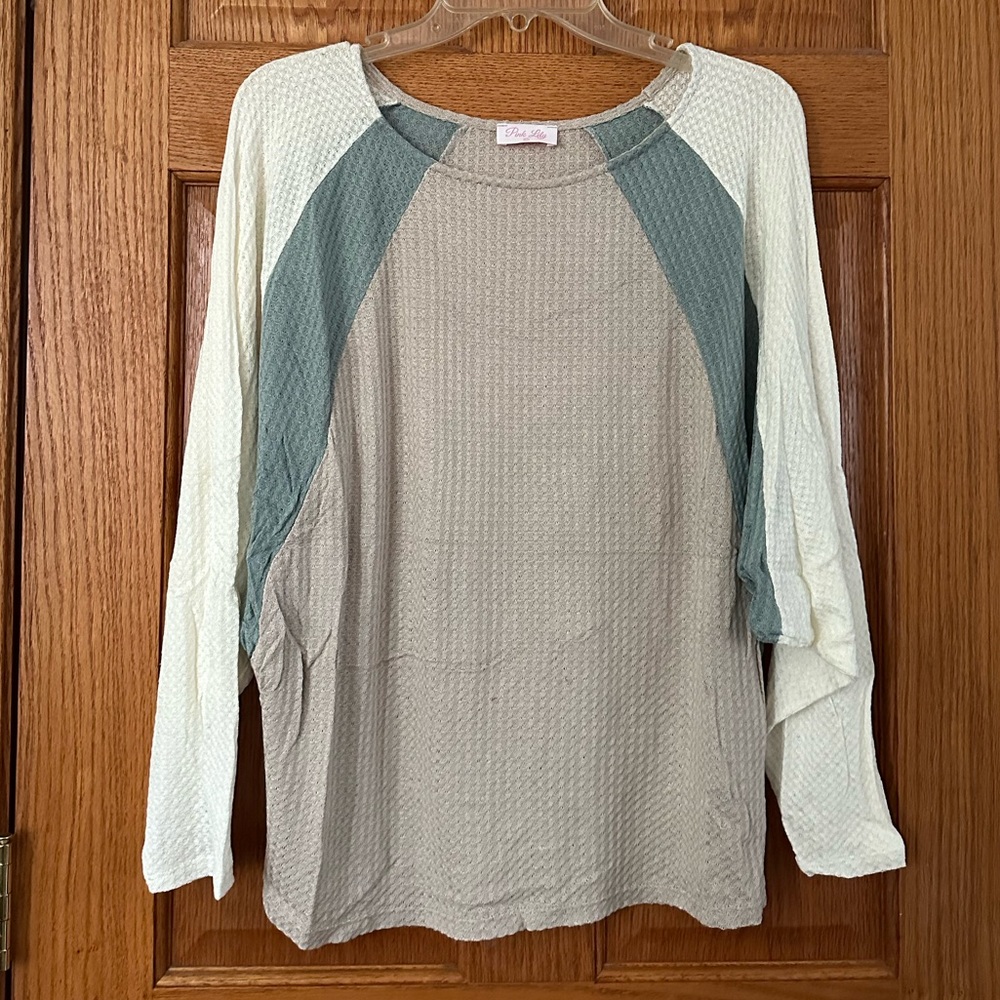 Pink Lily Colorblock Long Sleeve Top